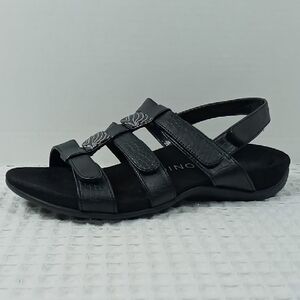 Vionic Amber Black 4 Strap Velcro Closure Sandals Size 6
